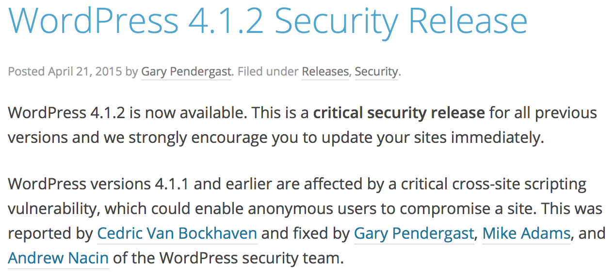WordPress Security Notice