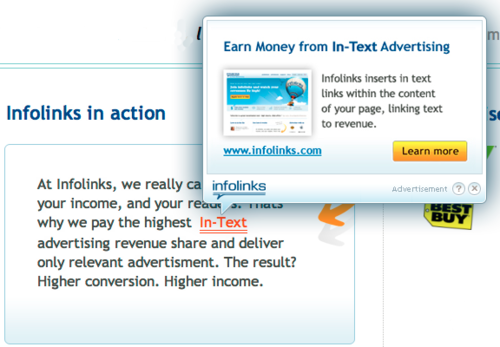 App: Infolinks Earns You Money With In-Text Ads