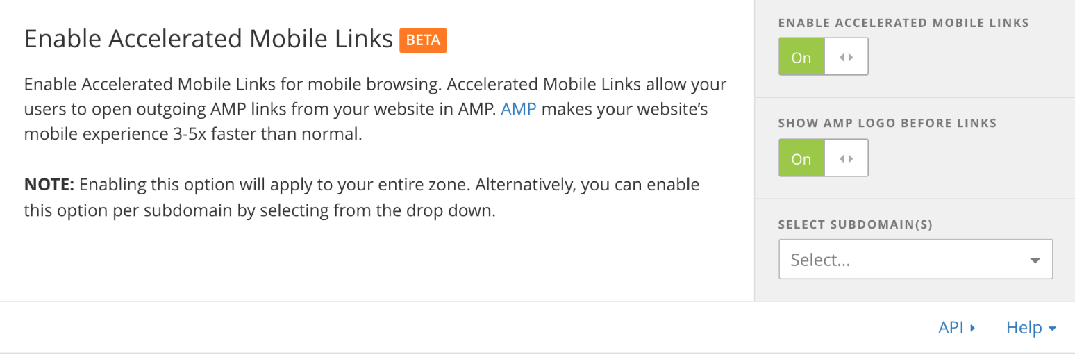 Enabling Accelerated Mobile Links on Cloudflare