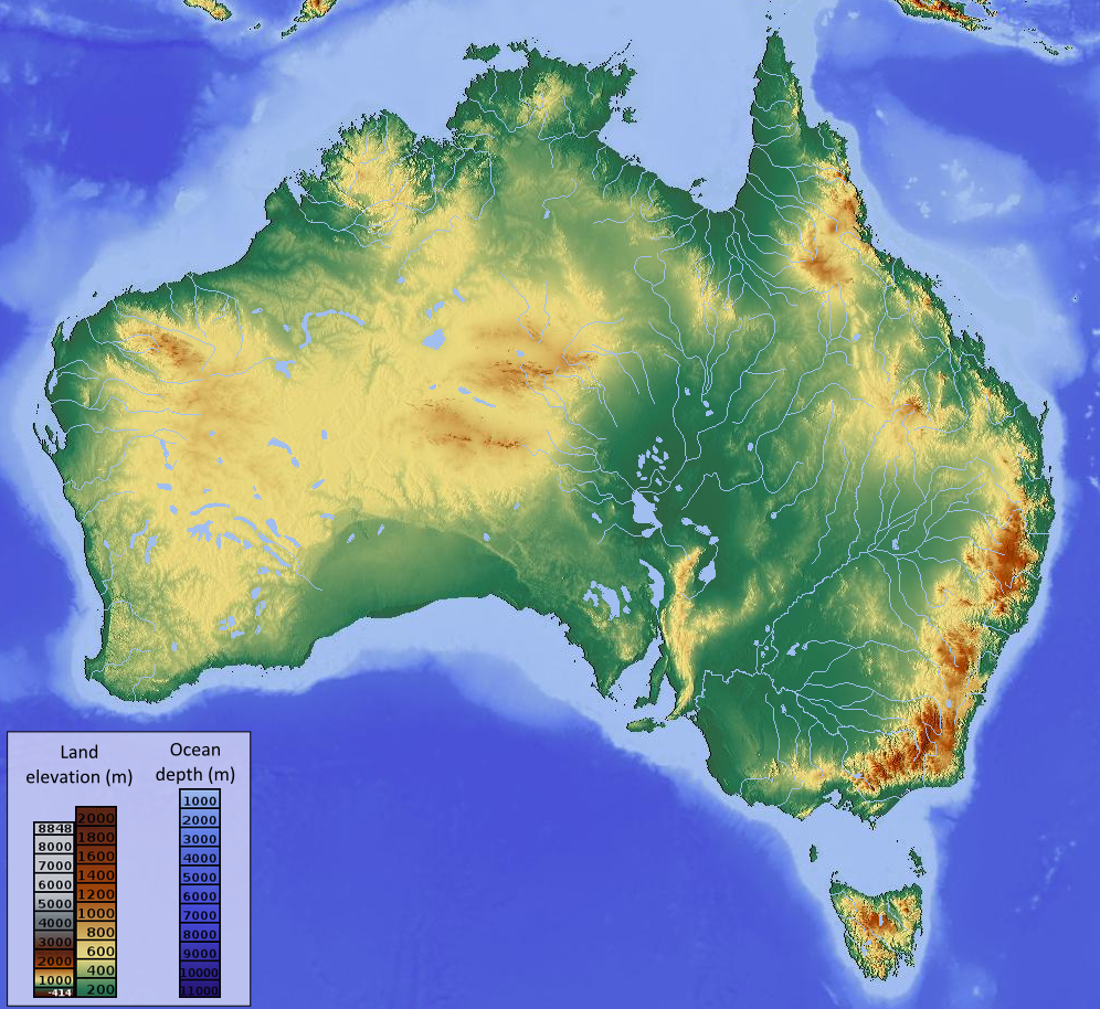 Relief map of Australia