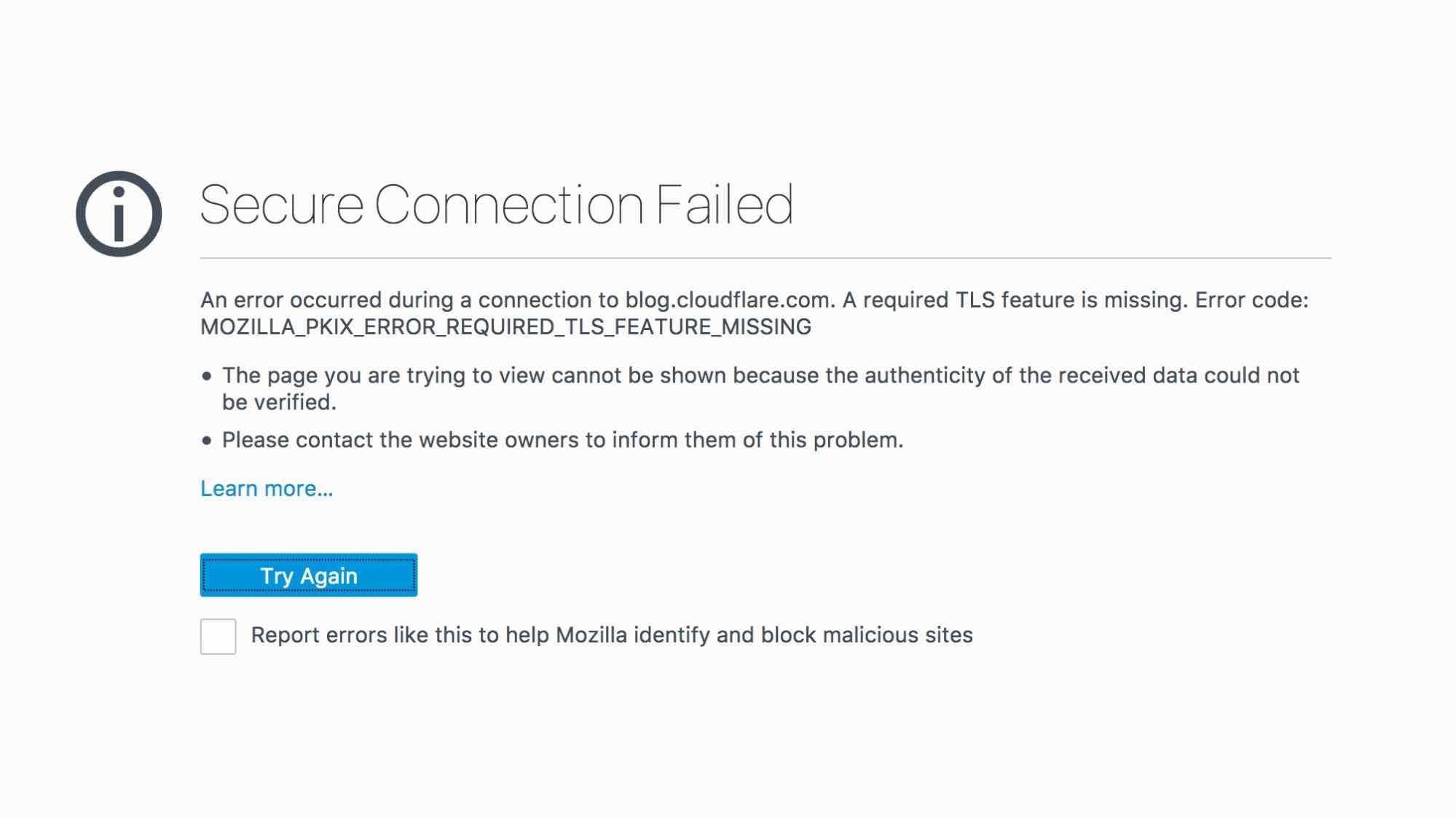 Checking if the site connection is secure. Secure connection failed. Connection failed.