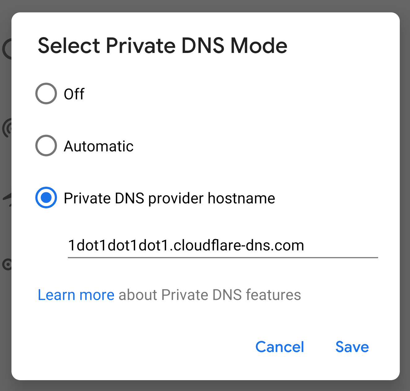 Android Pie Private DNS Mode screenshot