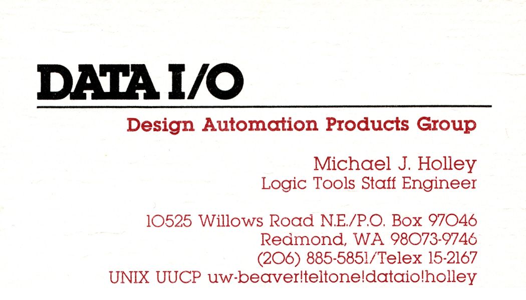 Business card featuring UUCP address