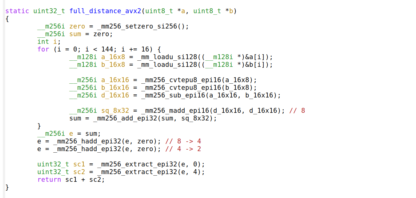 Computing Euclidean distance on 144 dimensions