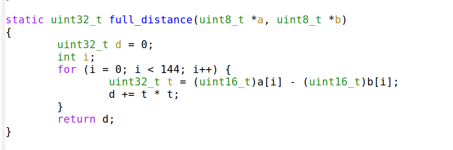 Computing Euclidean distance on 144 dimensions