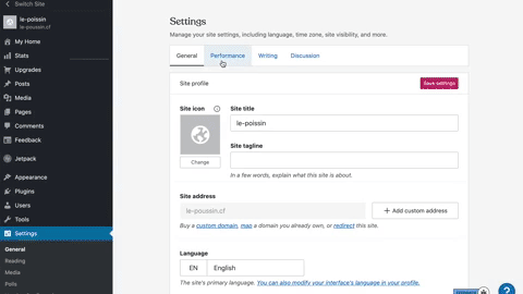 Figure 3) Additional links to Cloudflare performance and security features in the WordPress.com dashboard