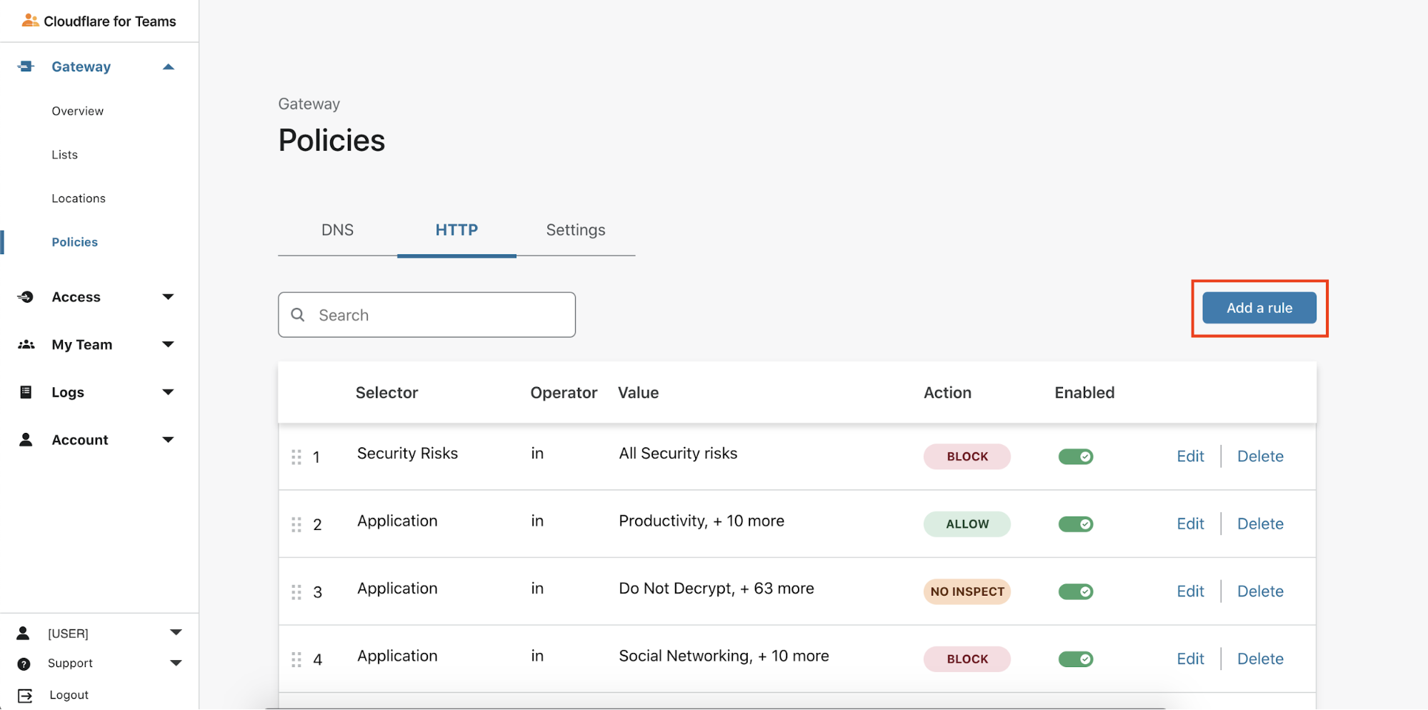 Control web applications with two-clicks in Cloudflare Gateway