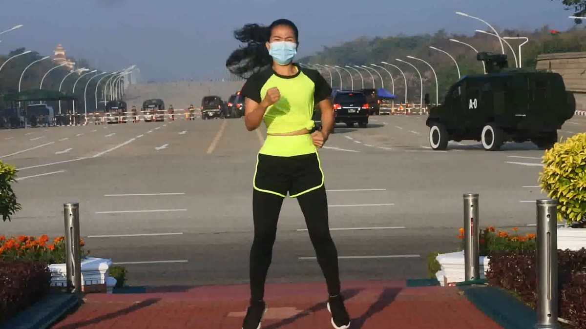 This fitness instructor video that happened while the Myanmar coup d’état was happening went viral on February 2, 2021, leading to the creation of thousands of memes