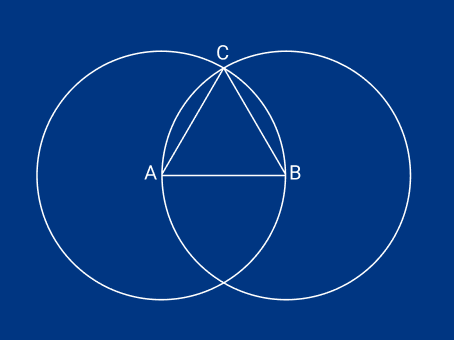 image showing Euclid’s method of drawing an equilateral triangle.