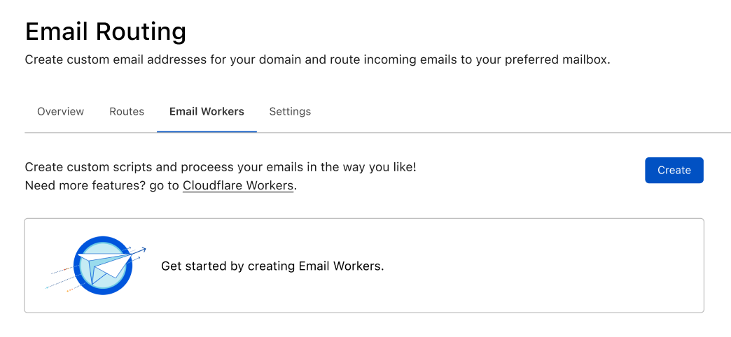 new tab for Email Workers in the Email section of the dashboard