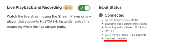 Closed Caption support coming to Stream Live