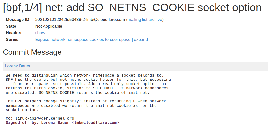 add SO_NETNS_COOKIE socket option patch