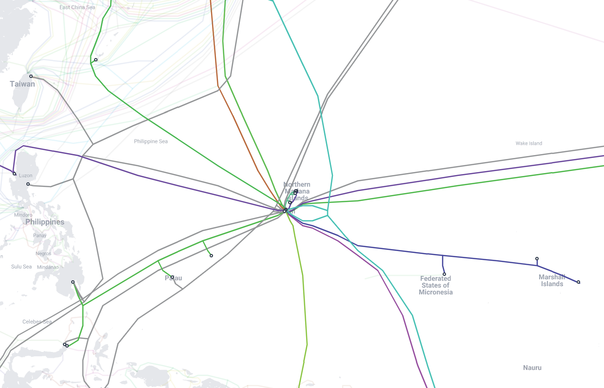 Figure 2: Submarine Cables Landing in Guam (source: submarinecablemap.com)