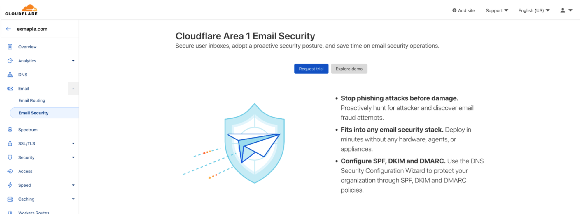 Email Security page in the Cloudflare Dashboard