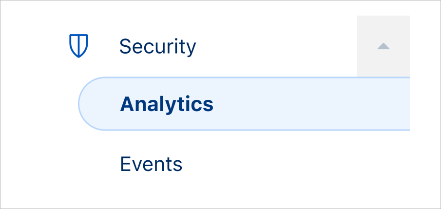 Screenshot of updated navigation of security analytics and security events