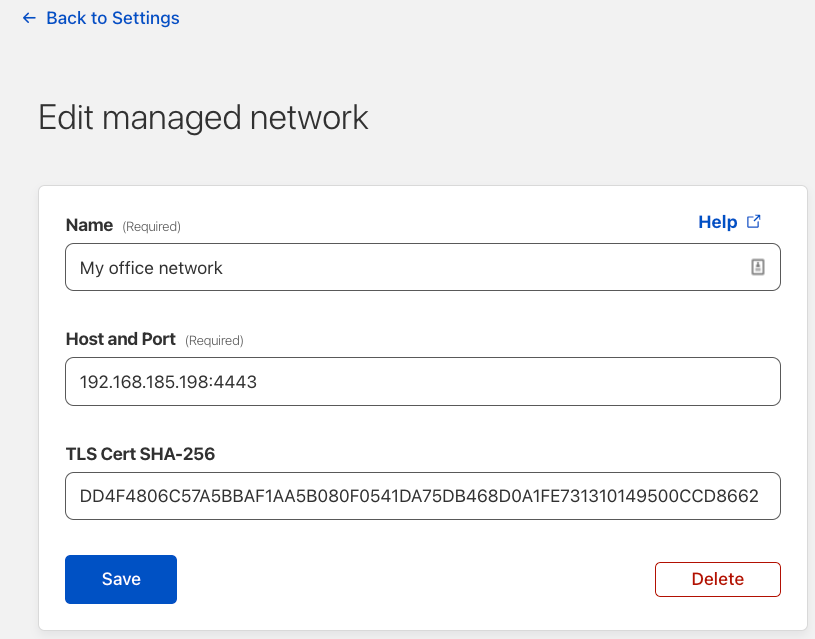 Picture of new Managed network definition UI in Zero trust dashboard