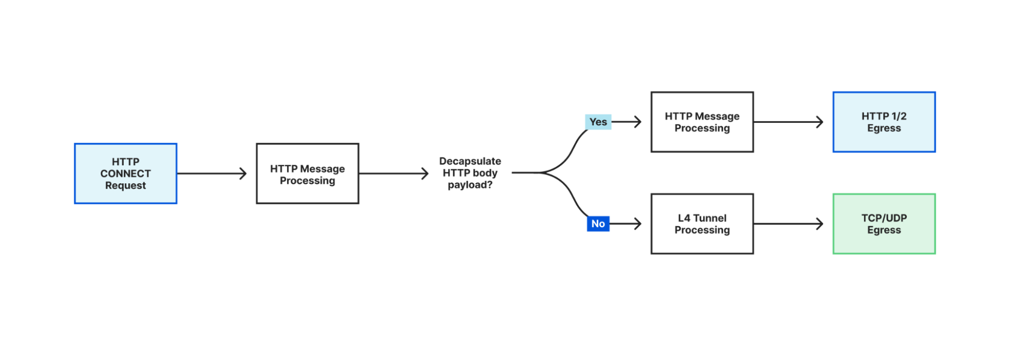 Recursive processing of HTTP CONNECT body payload in HTTP pipeline