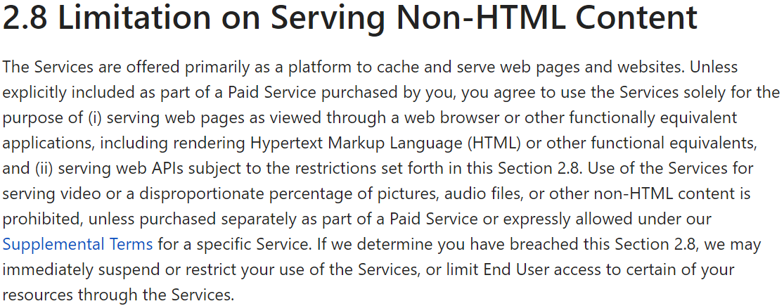 Goodbye, section 2.8 and hello to Cloudflare’s new terms of service